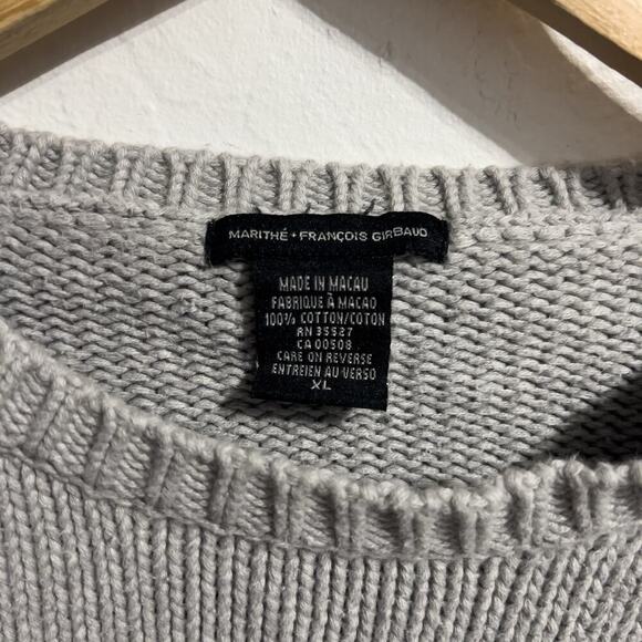 Vintage Y2K 2000s MARITHE FRANCOIS GIRBAUD XL Knitted Sweater Gray 90s Crewneck - Picture 4 of 9
